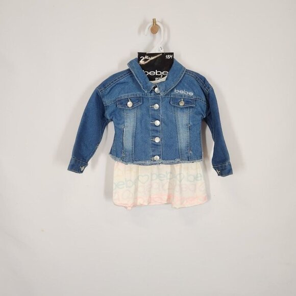 NWT Baby Girls Bebe Print Skater Dress and‎ Denim Jacket Set Size 18M - Picture 4 of 11